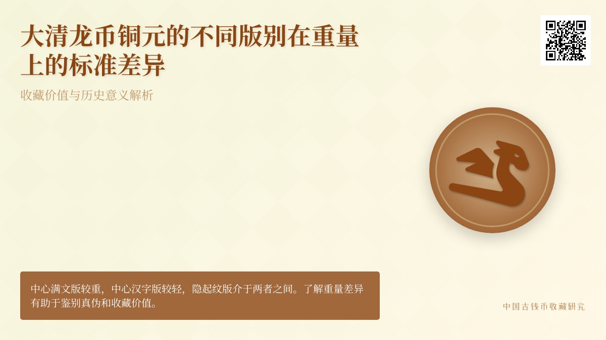 大清龙币铜元的不同版别在重量上有何标准差异