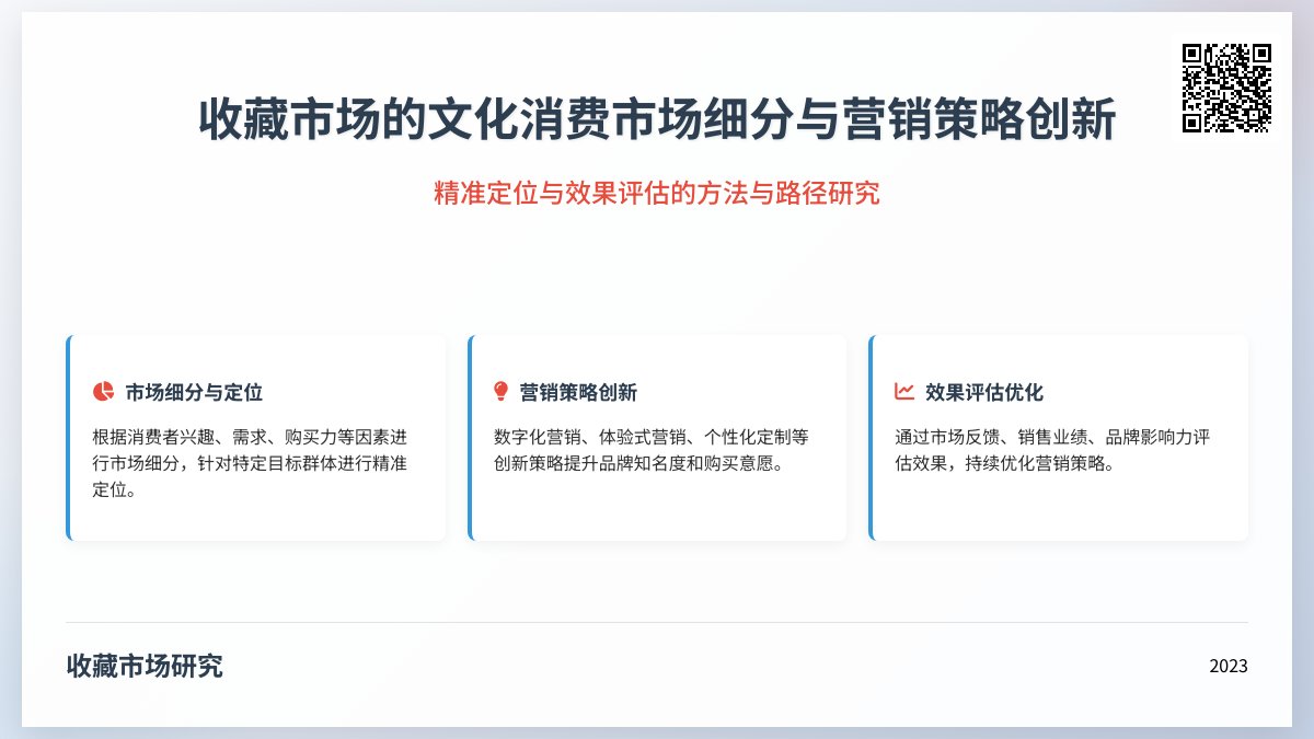 收藏市场的文化消费市场细分的精准定位与营销策略创新的效果评估与优化的方法与路径研究 收藏市场的文化消费市场细分的精准定位与营销策略创新的效果评估与优化的方法与路径研究